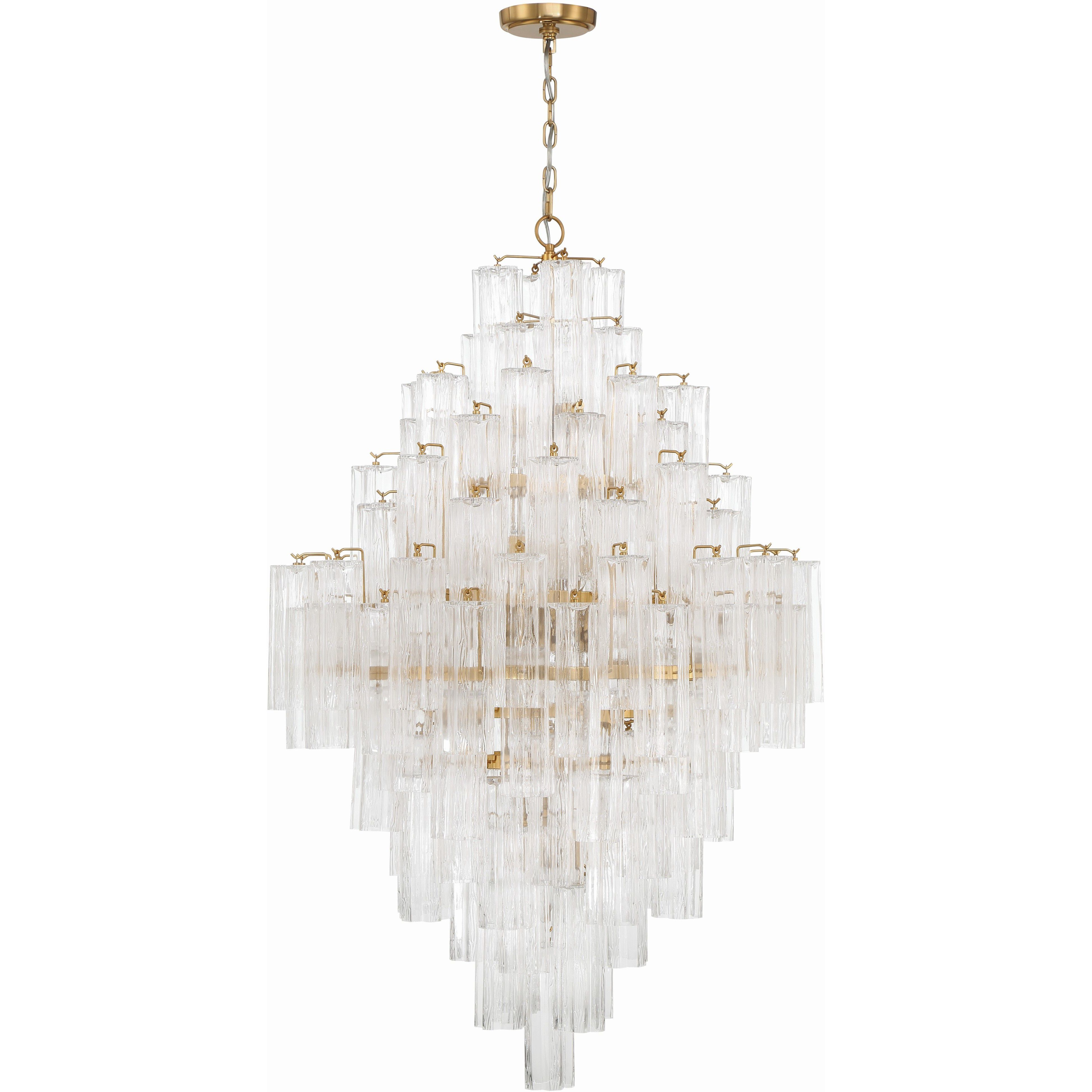 Addis 20 Light 31.5 inch Aged Brass Chandelier Ceiling Light in Clear