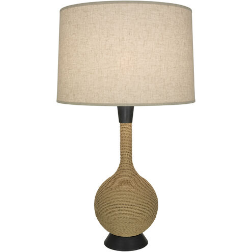 Hatteras 30 inch 150.00 watt Natural Rope with Deep Patina Bronze Table Lamp Portable Light in Heather Linen
