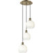 Ballston Brookhaven Globe 3 Light 14.5 inch Antique Brass Multi Pendant Ceiling Light in Opal Glass