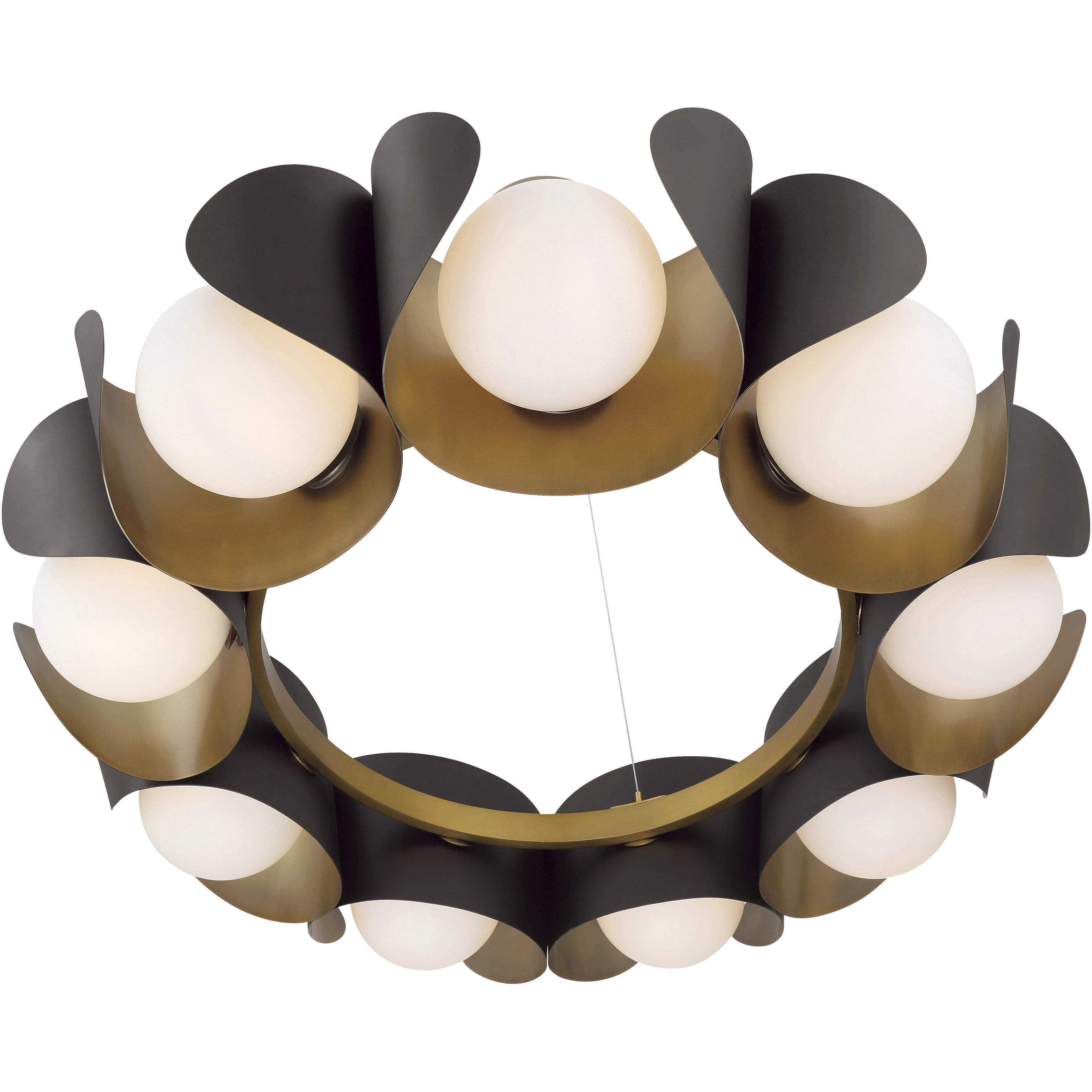 Flare 9 Light 34.25 inch Legacy Brass and Dark Bronze Pendant Ceiling Light