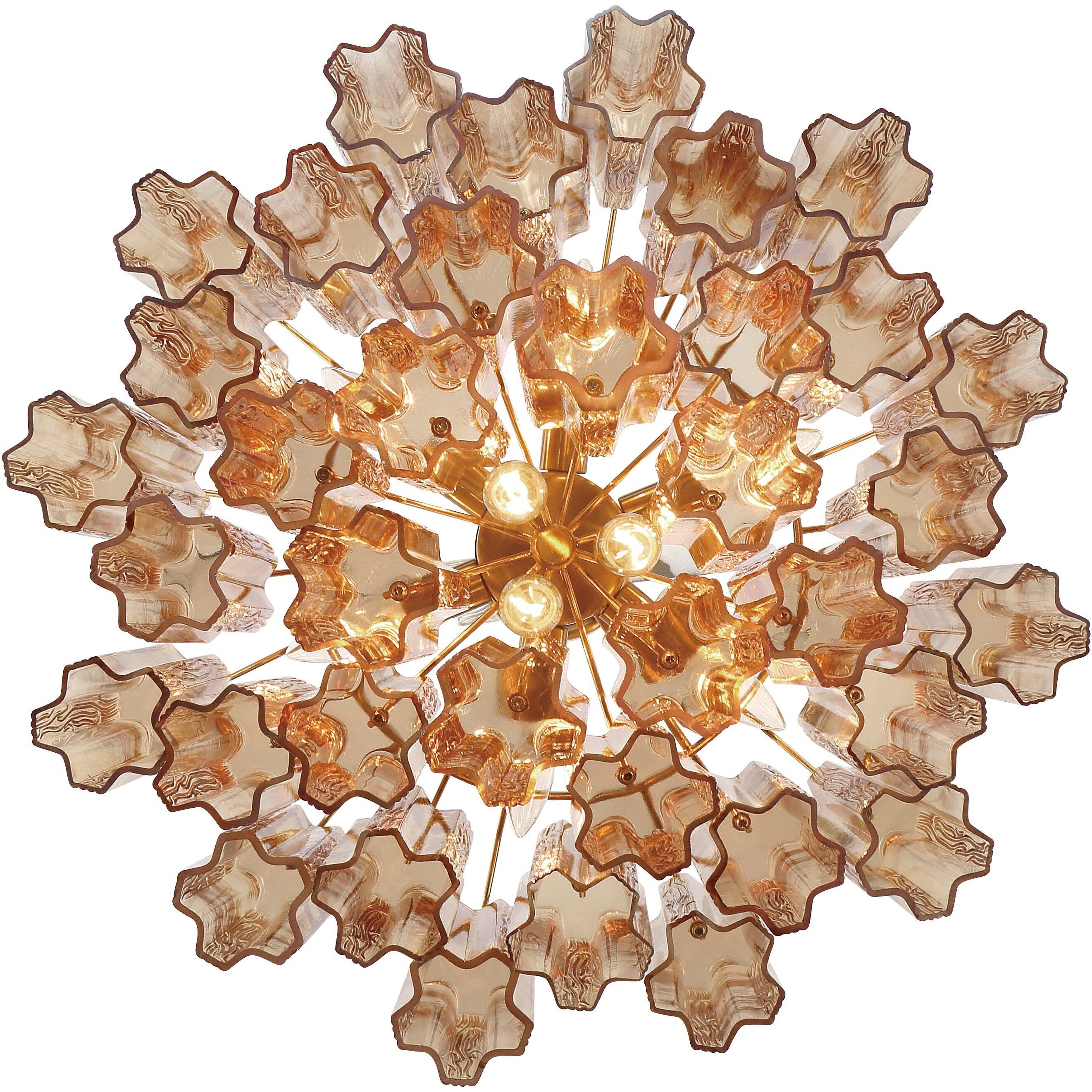 Addis 9 Light 22 inch Aged Brass Chandelier Ceiling Light in Tronchi Glass Amber