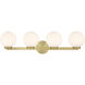 Ardeva 4 Light 30.25 inch Vintage Brass Bathroom Vanity Light Wall Light