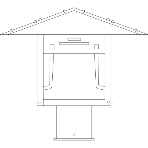 Pagoda 1 Light 11 inch Mission Brown Post Mount in Green-Red-Gold White Iridescent
