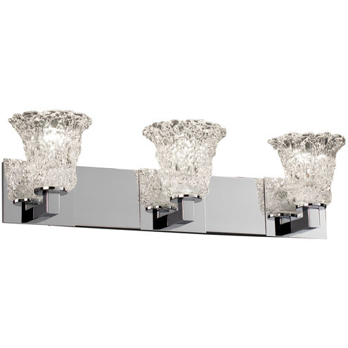 Veneto Luce 3 Light 27.25 inch Polished Chrome Bath Bar Wall Light in Lace (Veneto Luce), Round Flared, Incandescent