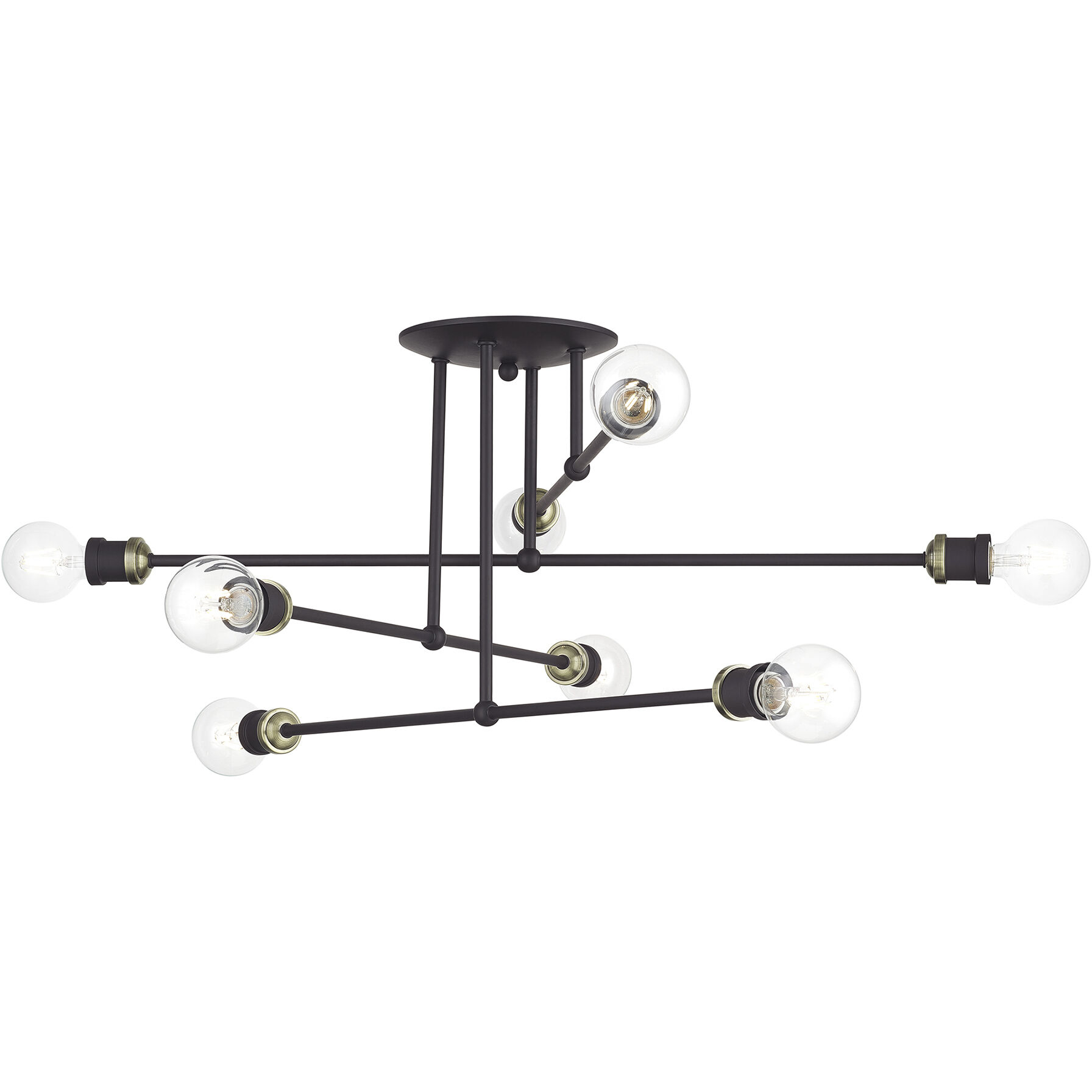 Delacroix 8 Light 35 inch Bronze with Antique Brass Accents Semi-Flush Ceiling Light