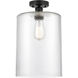 Edison Cobbleskill 1 Light 9 inch Matte Black Semi-Flush Mount Ceiling Light in Clear Glass
