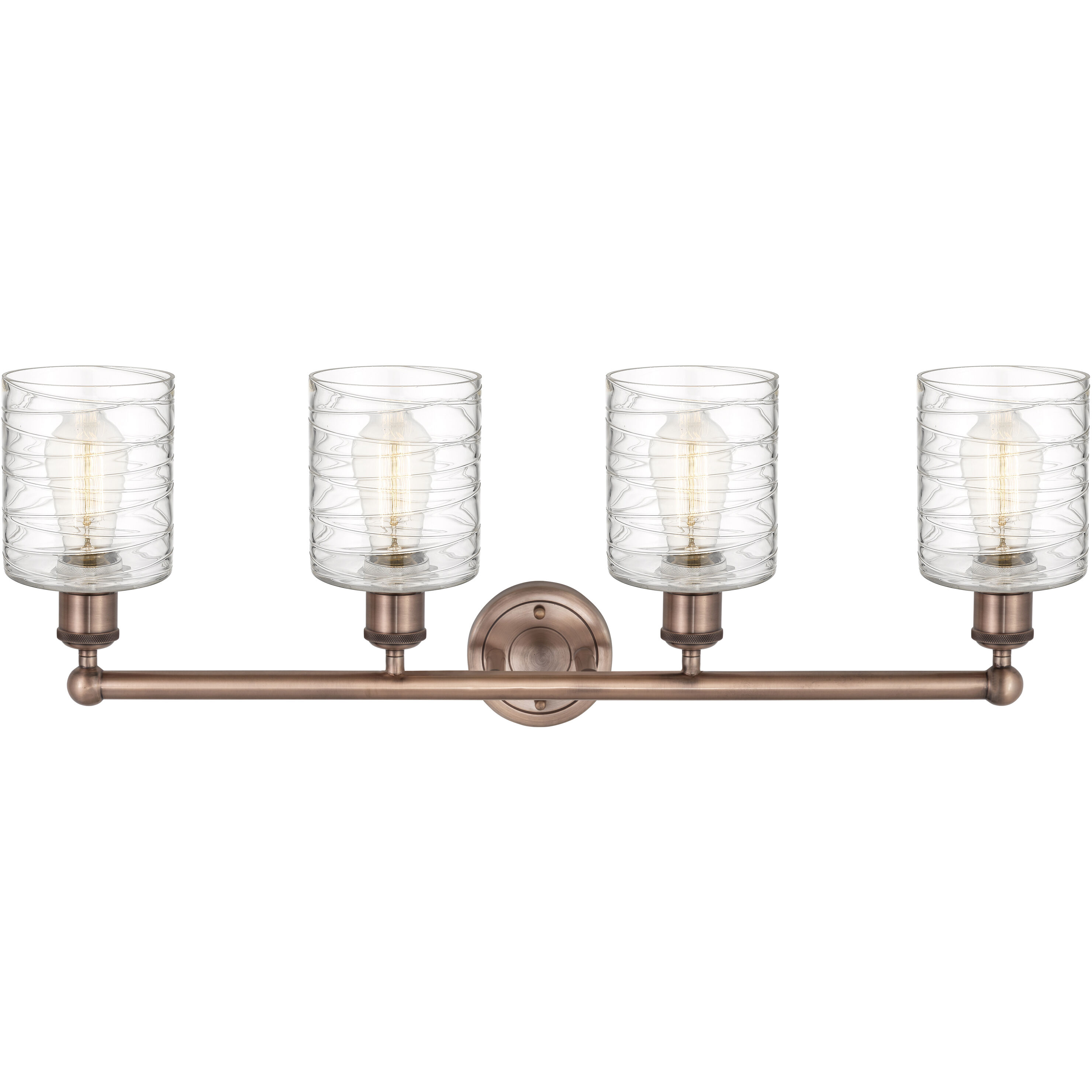 Cobbleskill 4 Light 32 inch Antique Copper Bath Vanity Light Wall Light in Deco Swirl