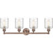 Cobbleskill 4 Light 32 inch Antique Copper Bath Vanity Light Wall Light in Deco Swirl
