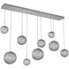 Gaia LED 70 inch Classic Silver Linear Multi-Pendant Ceiling Light in Smoke, 2700K LED