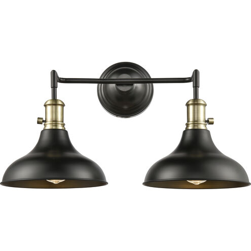 Metro 2 Light 23 inch Black Antique Brass Bath Vanity Light Wall Light