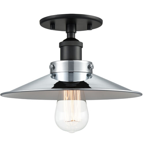 Bulstrode's Workshop 1 Light 10.25 inch Black Flush Mount Ceiling Light in Black and Chrome