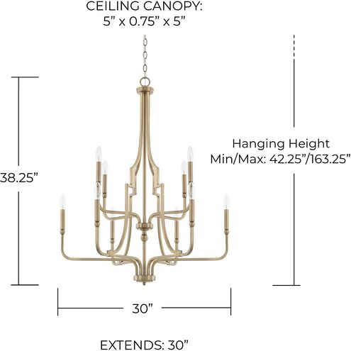 Dawson 10 Light 30 inch Aged Brass Chandelier Ceiling Light