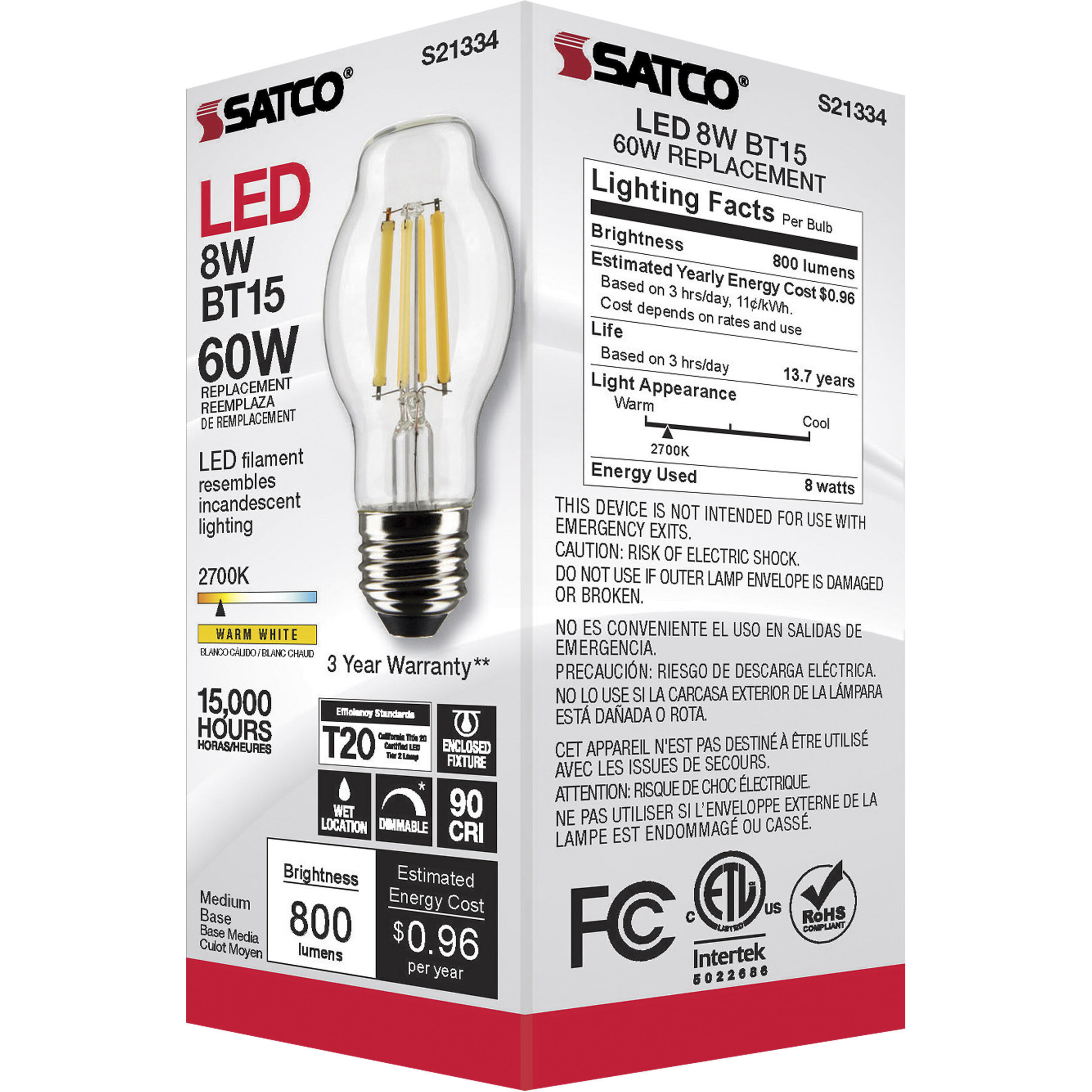 Lumos LED Medium Medium 8.00 watt 2700K LED Filament