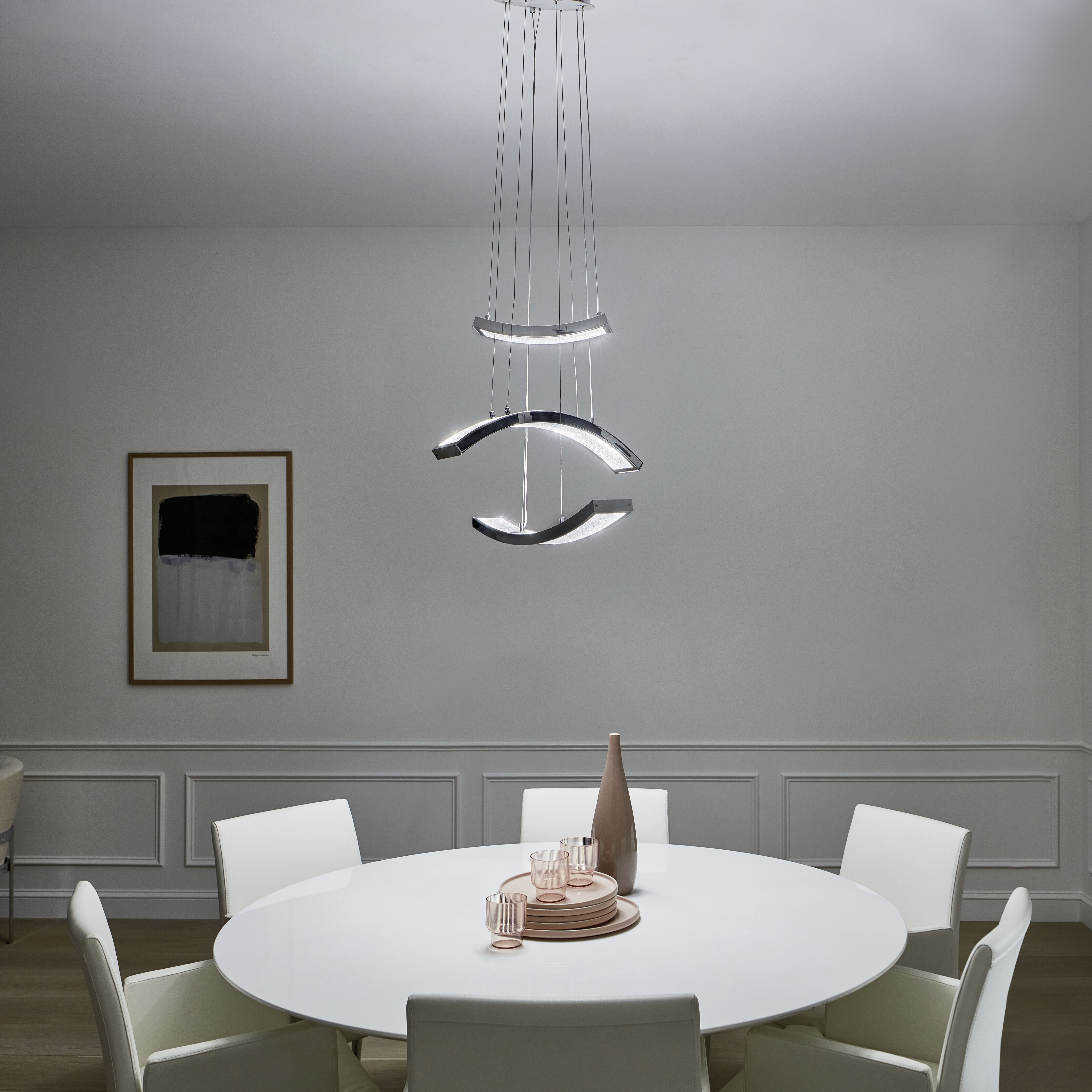 Crushed Ice LED 22.75 inch Chrome Pendant Ceiling Light