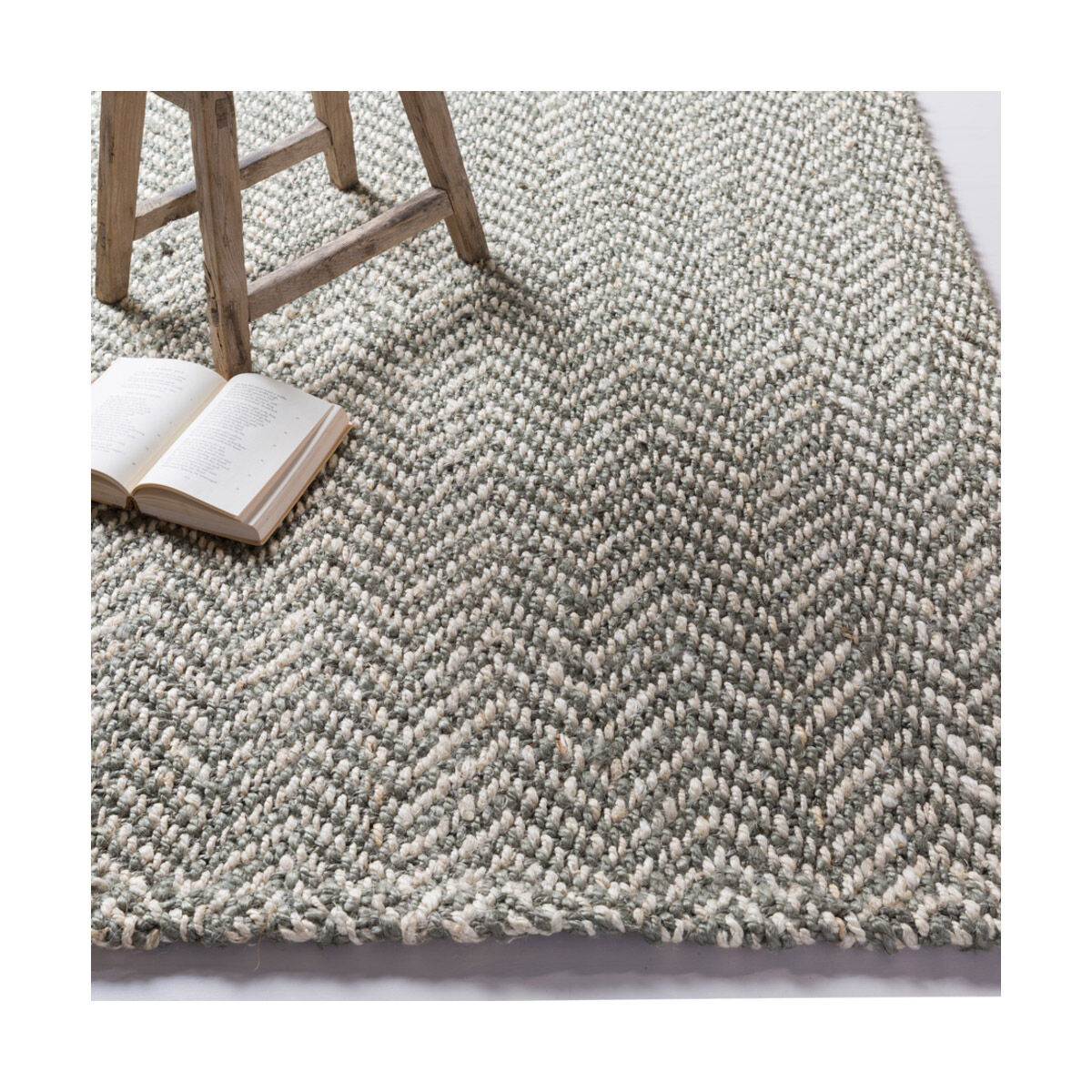 Reeds 63 X 39 inch Aqua/Cream Rugs, Jute