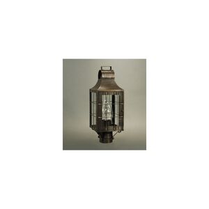 Livery 1 Light 19 inch Antique Brass Post Lamp in Clear Glass, One 75W Medium with Chimney