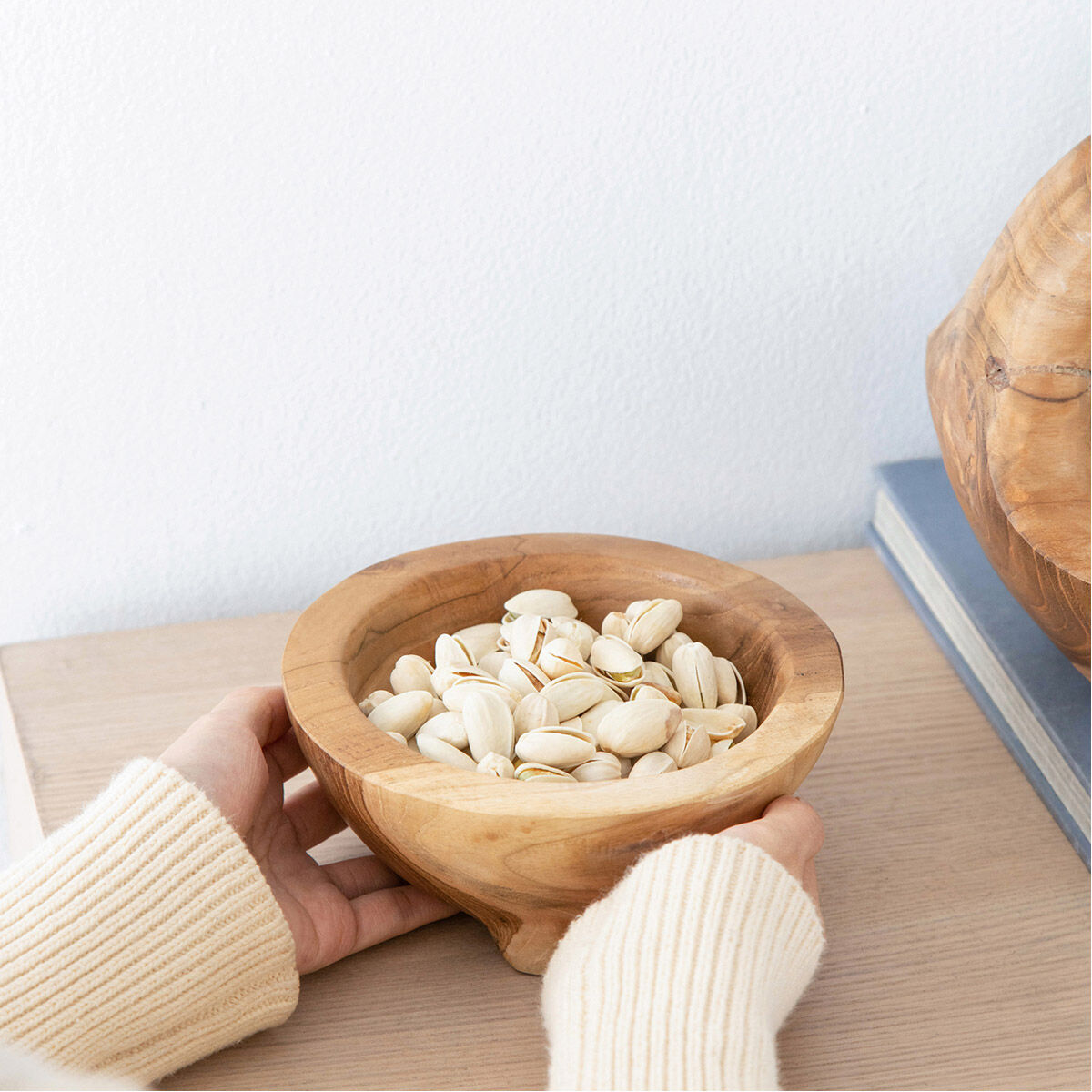 Teak 6 X 3 inch Bowls, With Legs, Set of 2