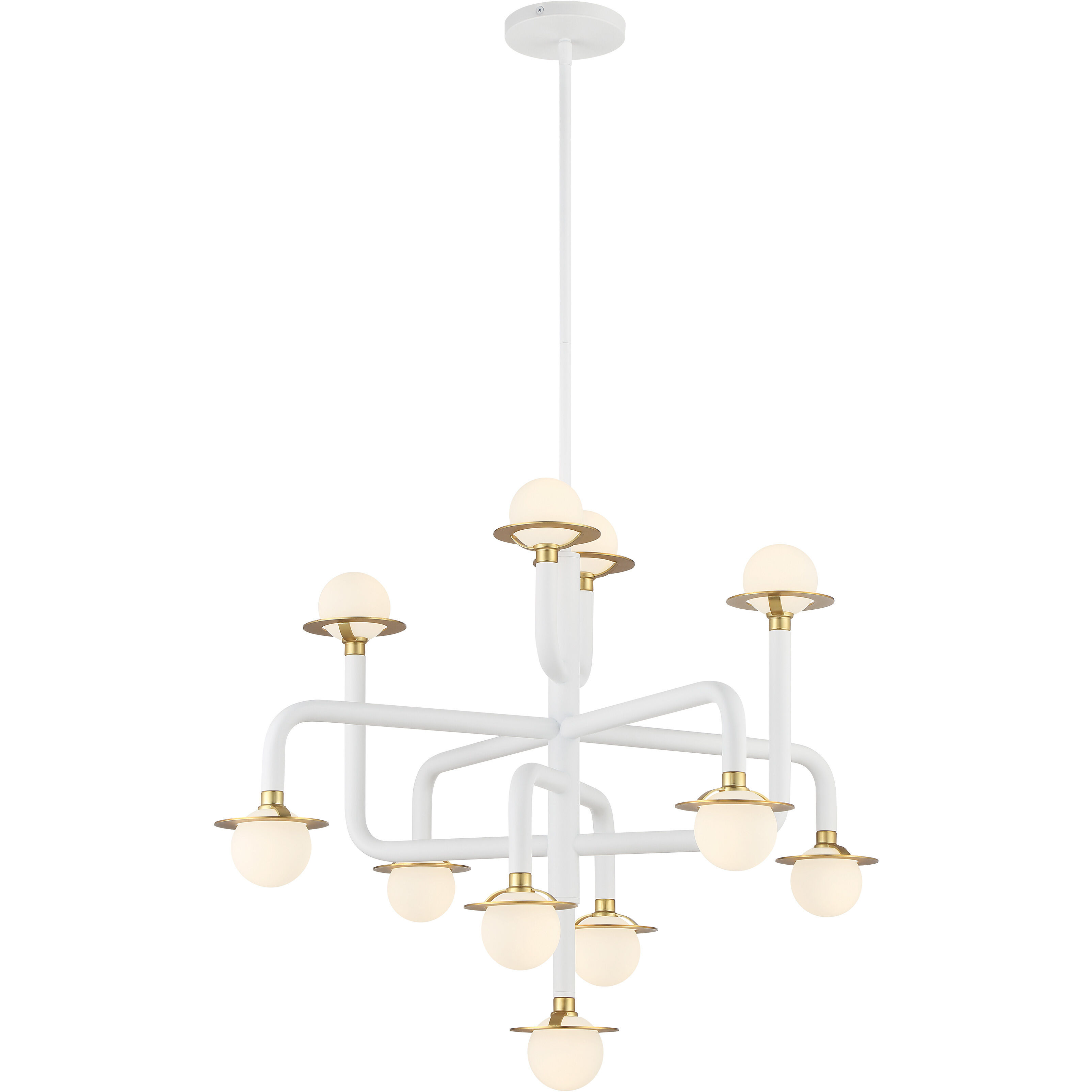 Tubular LED 29.38 inch Matte White W/Honey Gold Chandelier Ceiling Light