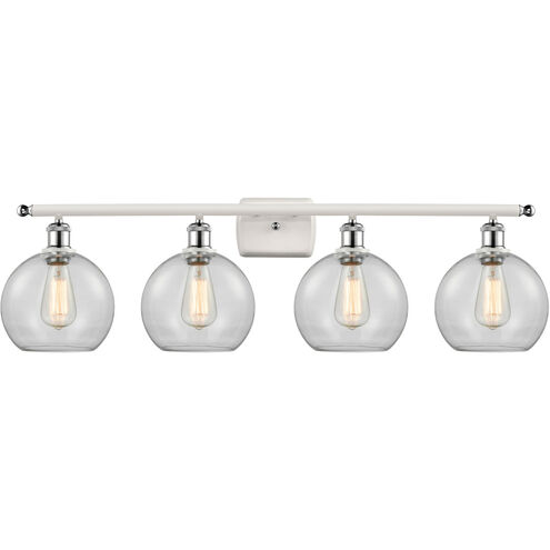 Ballston Athens 4 Light 36 inch White and Polished Chrome Bath Vanity Light Wall Light in Clear Glass, Ballston