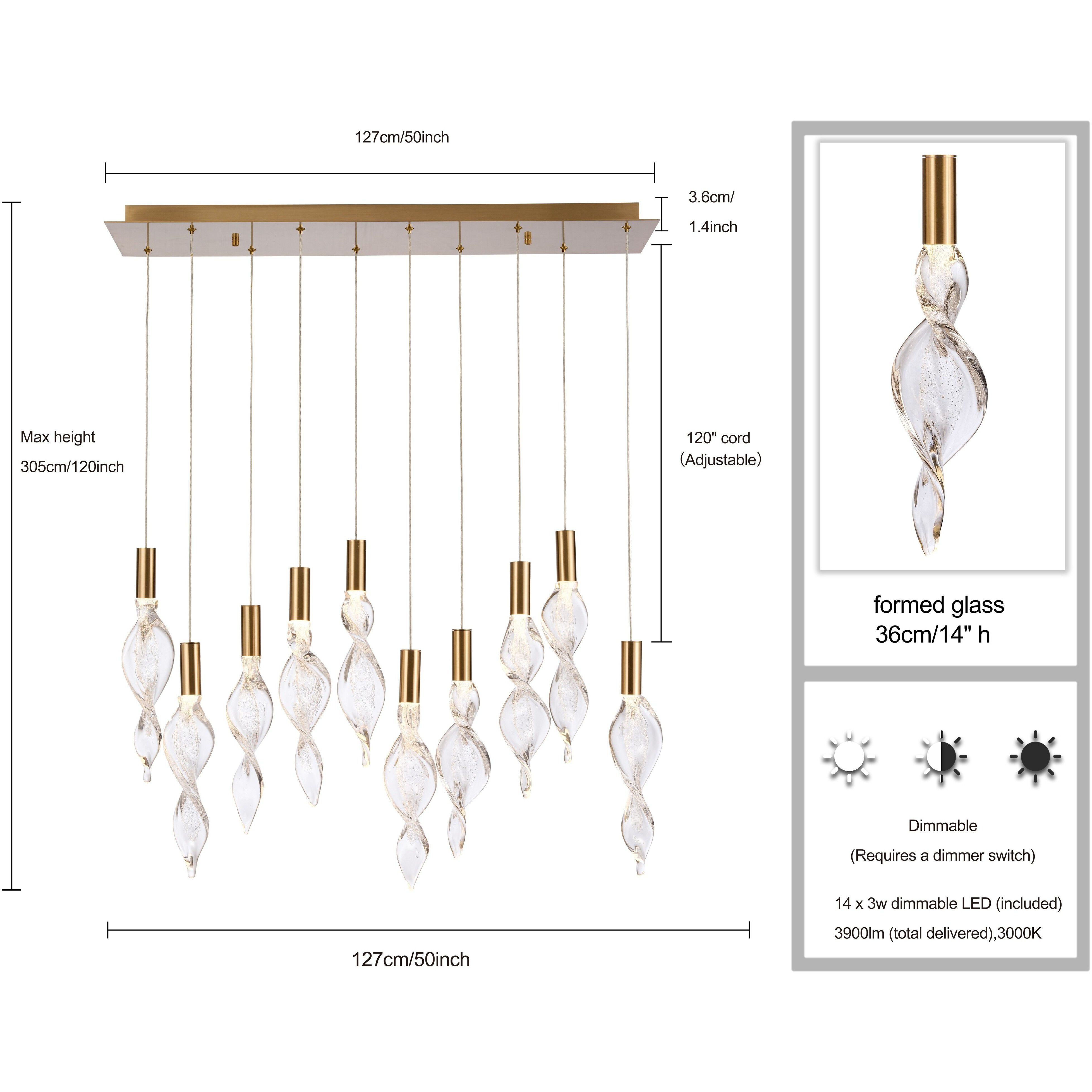 Aurora LED 10 inch Natural Brass Pendant Ceiling Light