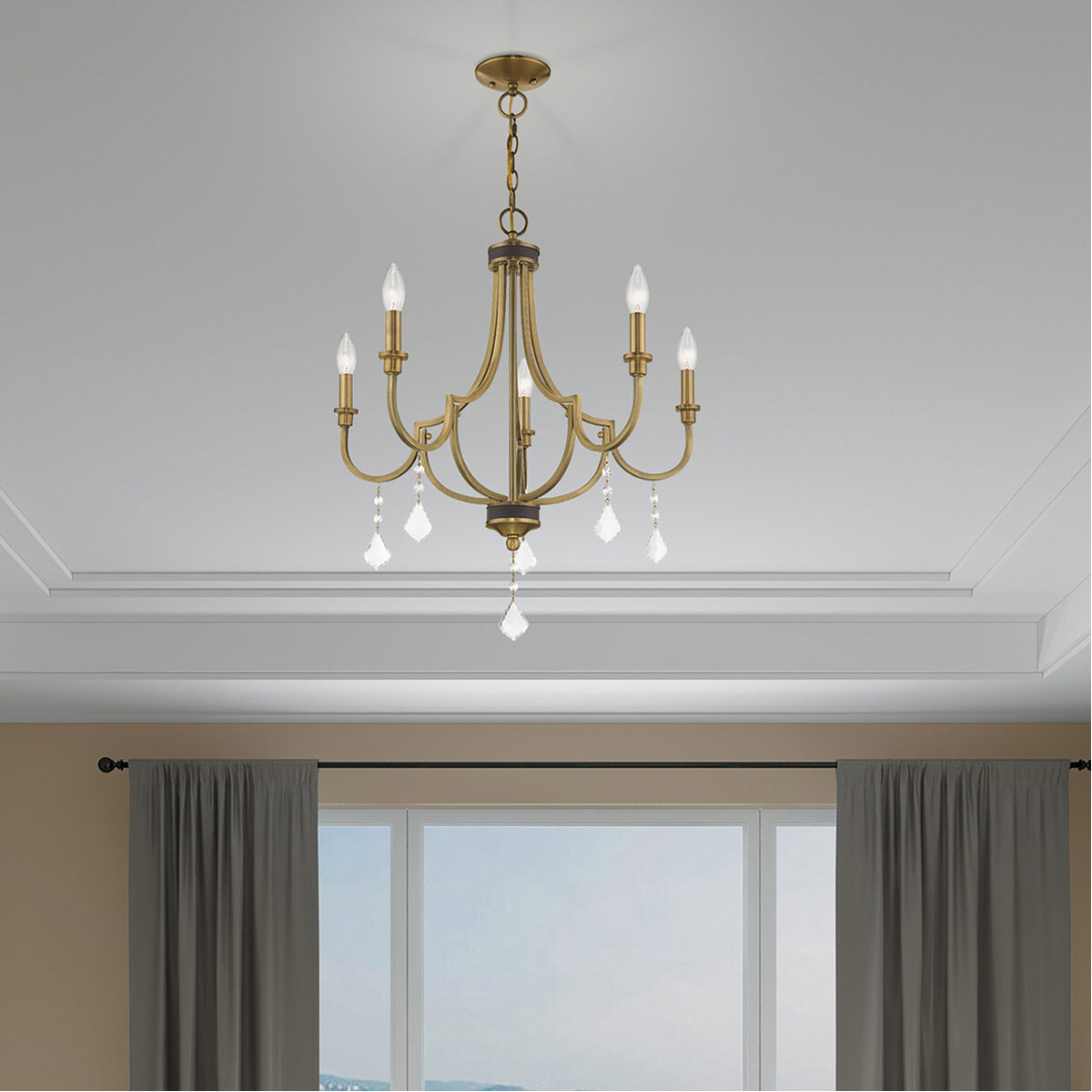 Glendale 5 Light 25 inch Antique Brass Chandelier Ceiling Light