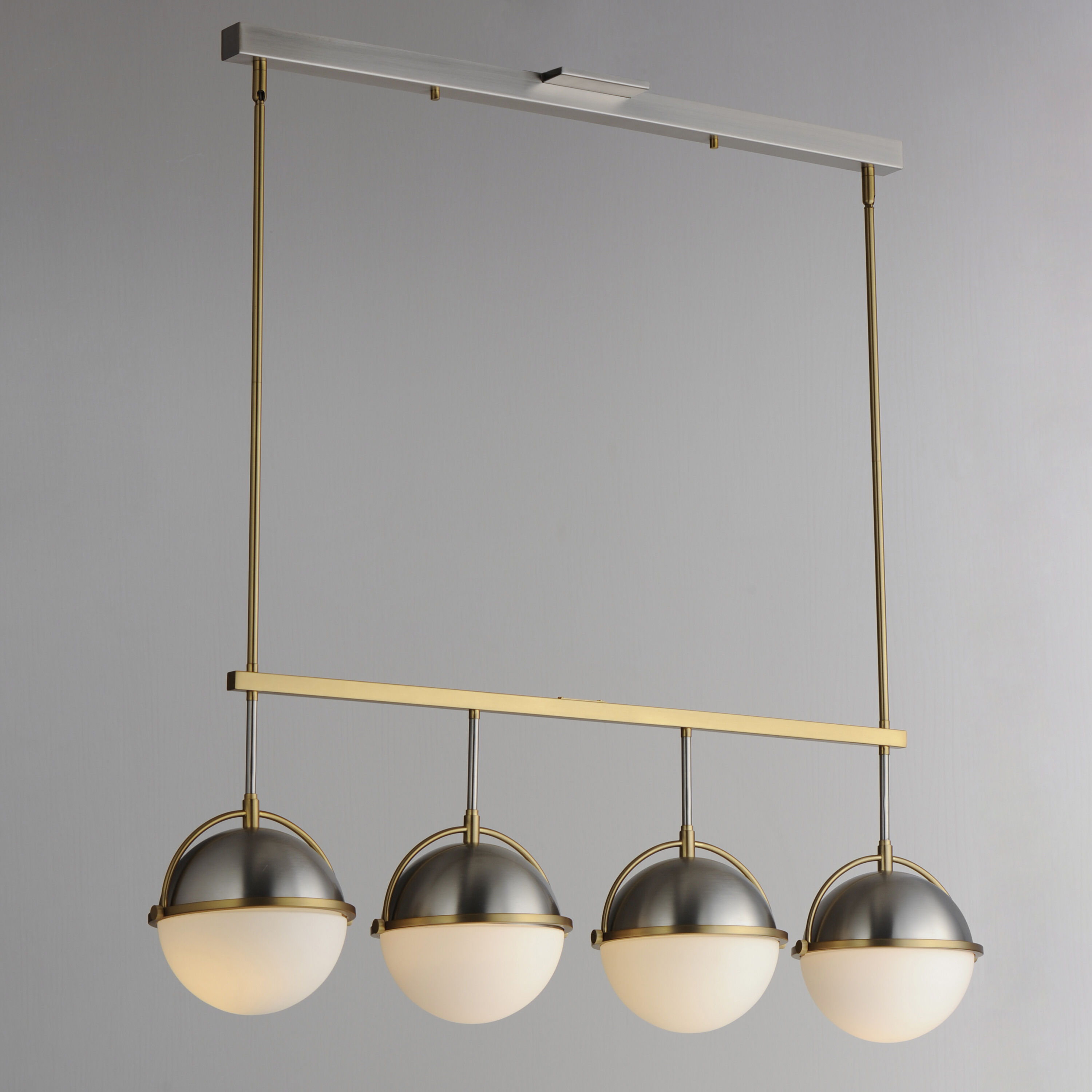 Duke 4 Light 42 inch Satin Nickel and Satin Brass Linear Pendant Ceiling Light