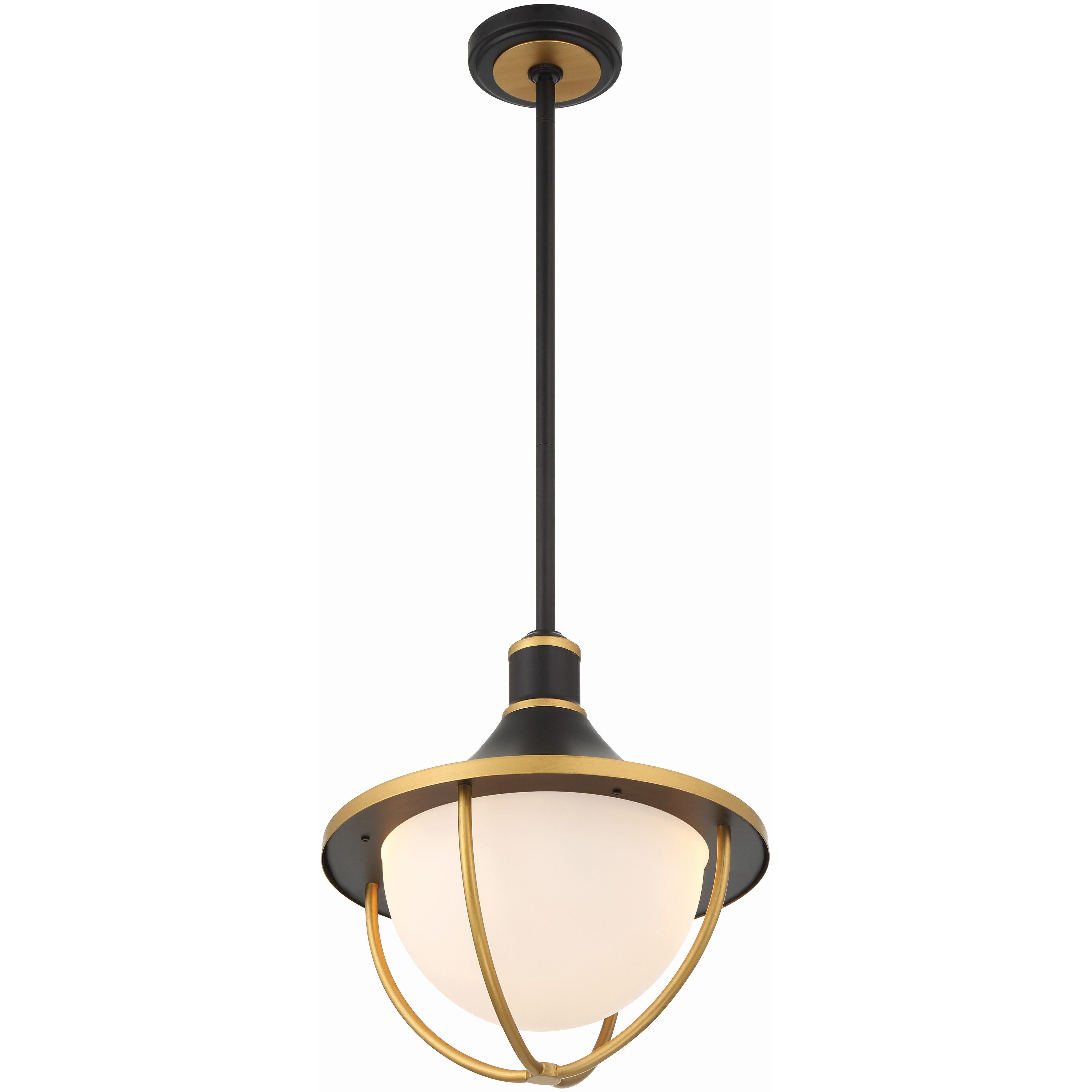 Atlas 3 Light 16.5 inch Matte Black and Textured Gold Outdoor Pendant