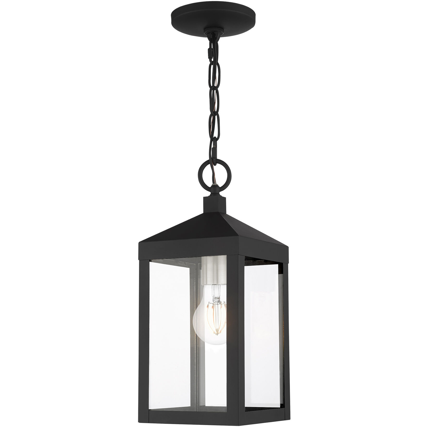 Nyack 1 Light 6 inch Black with Brushed Nickel Cluster Outdoor Pendant Lantern