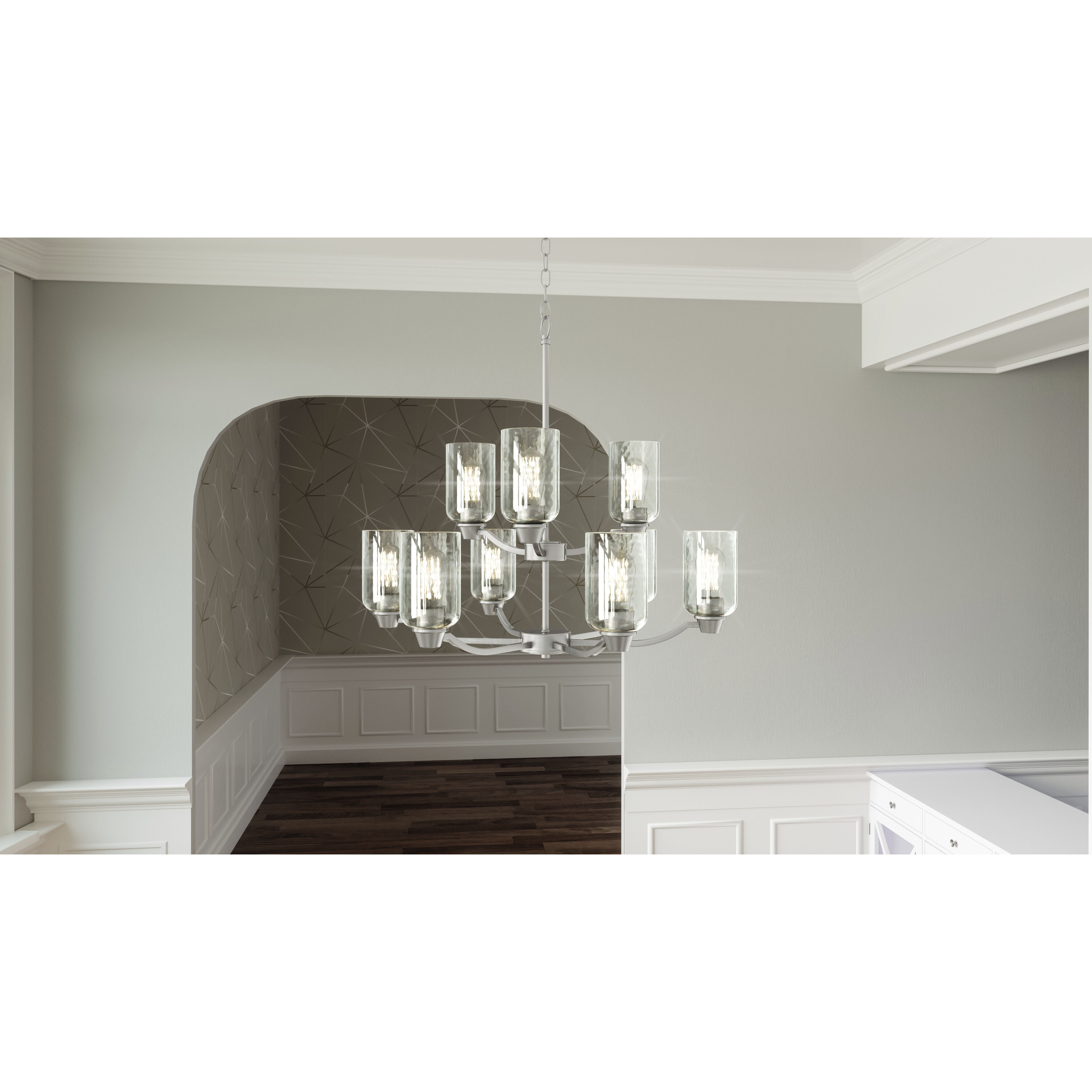 Acacia 9 Light 29 inch Brushed Nickel Chandelier Ceiling Light
