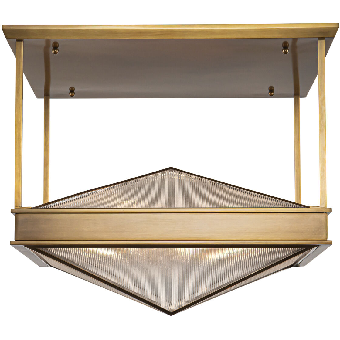 Cairo 4 Light 19 inch Ribbed Glass/Vintage Brass Semi-Flush Mount Ceiling Light