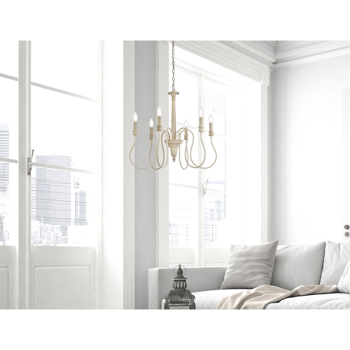 Flynx 6 Light 26 inch Weathered Dove Pendant Ceiling Light