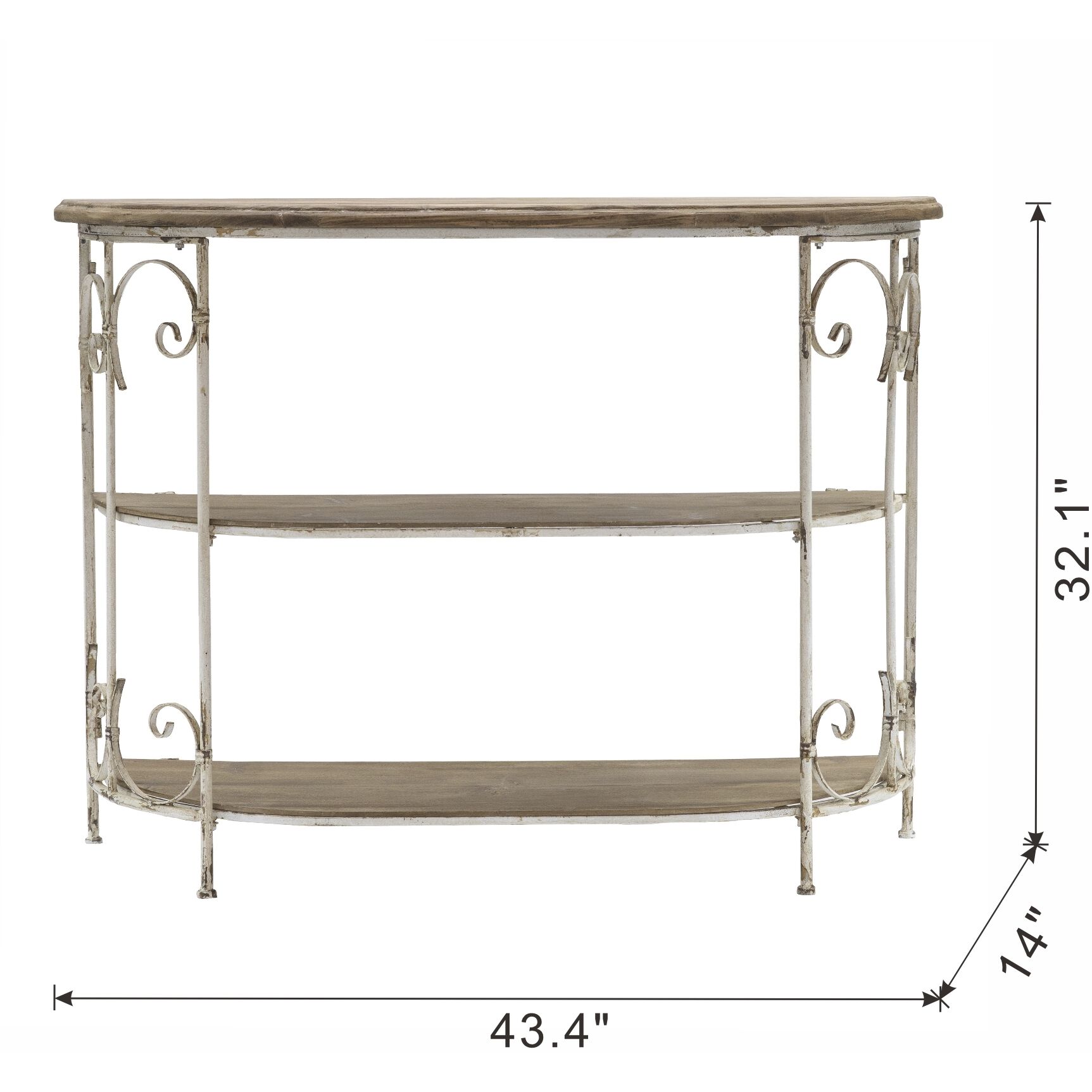 Anita 43.3 X 32.1 X 14 inch White and Brown Shelf