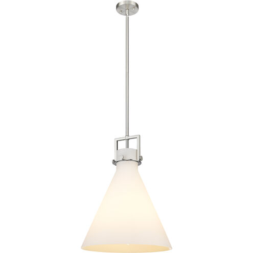 Newton Cone 1 Light 16 inch Satin Nickel Pendant Ceiling Light in Matte White Glass