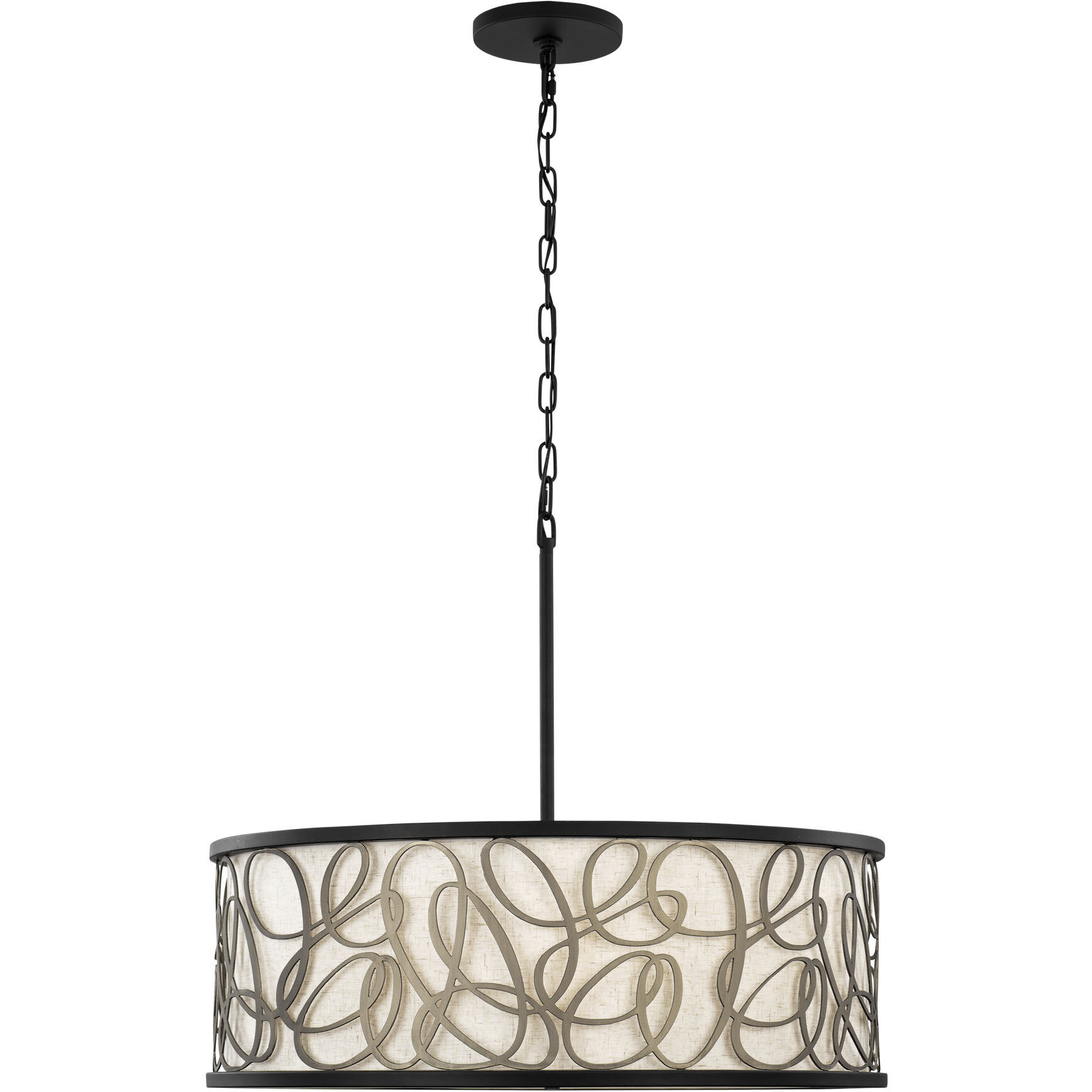 Scribble 6 Light 28 inch Matte Black with Artifact Pendant Ceiling Light, Smithsonian Collaboration