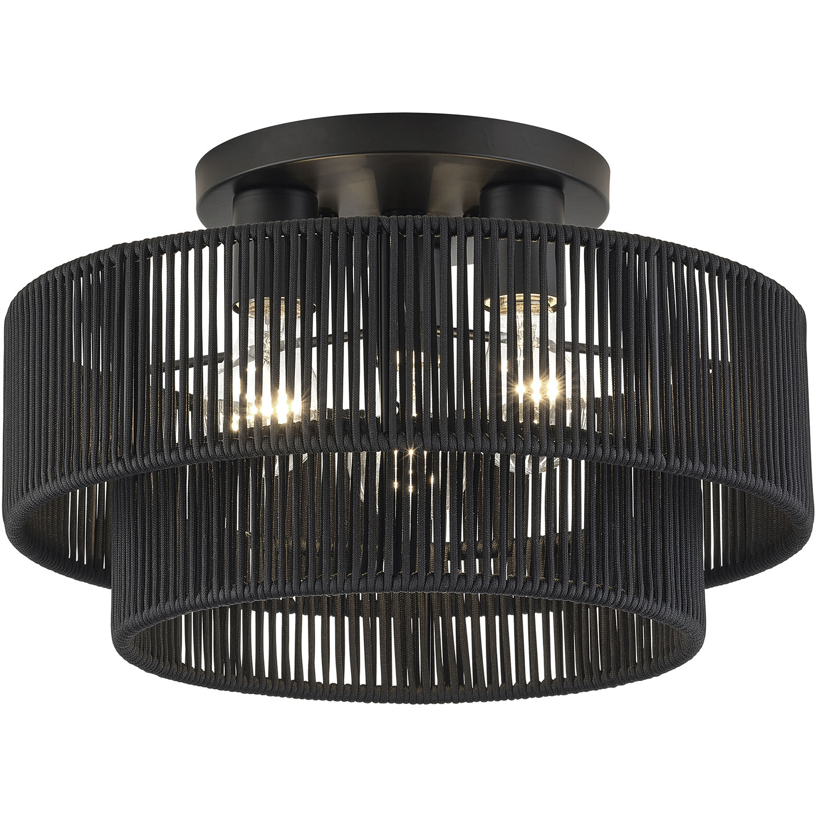 Acordia 3 Light 15 inch Black Semi Flush Mount Ceiling Light, Large