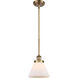 Ballston Large Cone LED 8 inch Brushed Brass Pendant Ceiling Light in Matte White Glass