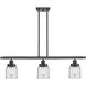 Ballston Small Bell 3 Light 36 inch Matte Black Island Light Ceiling Light in Clear Glass, Ballston