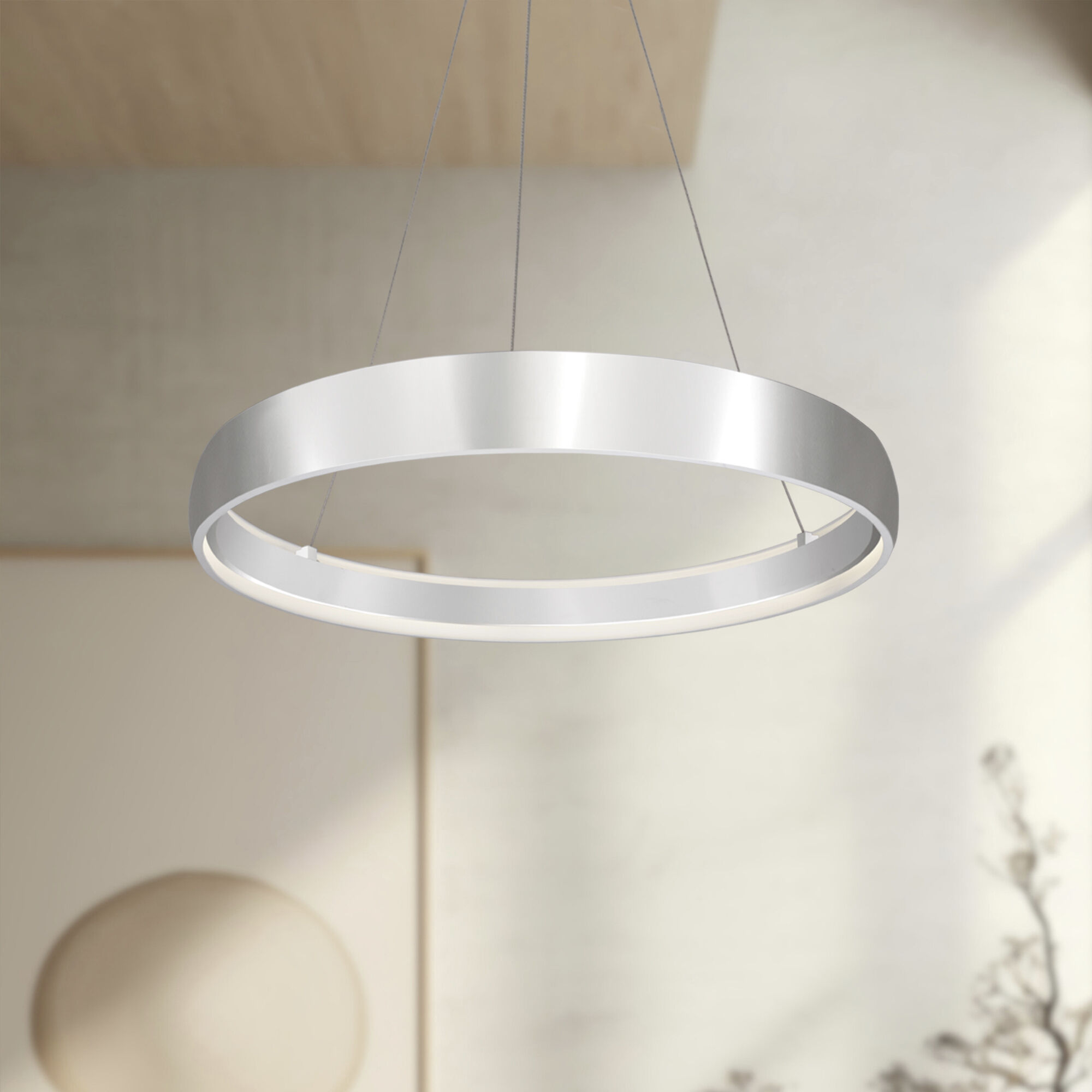 Halo LED 35.88 inch Brushed Silver Pendant Ceiling Light