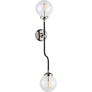 Ian K. Fowler Bistro 2 Light 6 inch Polished Nickel Double Bath Sconce Wall Light in Clear Glass