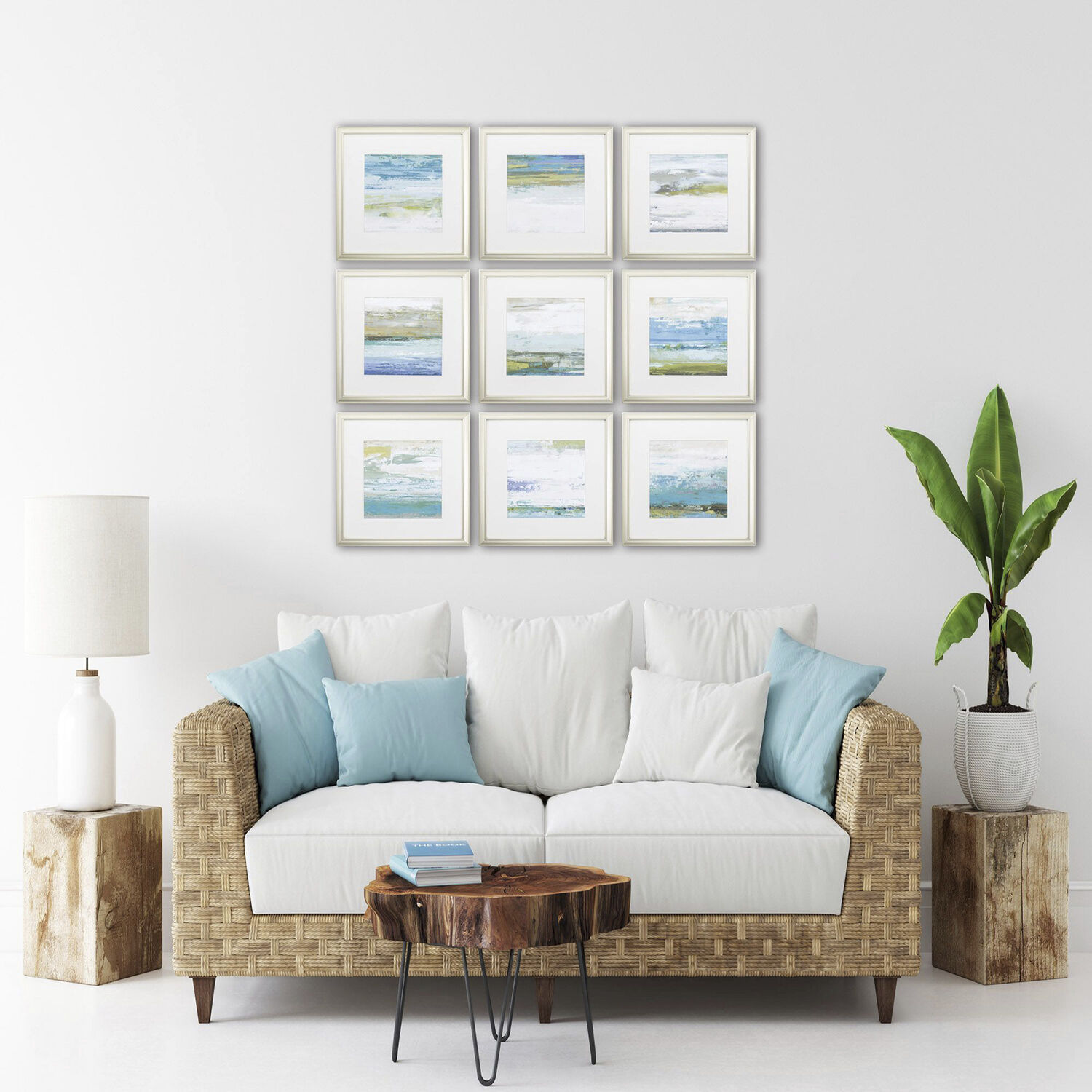 Abstract Blue and Green Framed Art, Propac