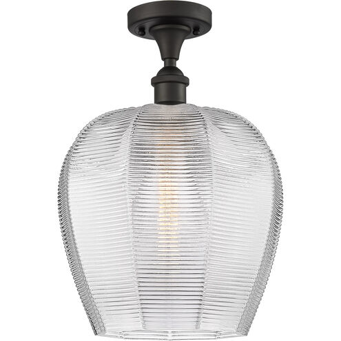 Ballston Norfolk 1 Light 12 inch Oil Rubbed Bronze Semi-Flush Mount Ceiling Light in Clear Glass