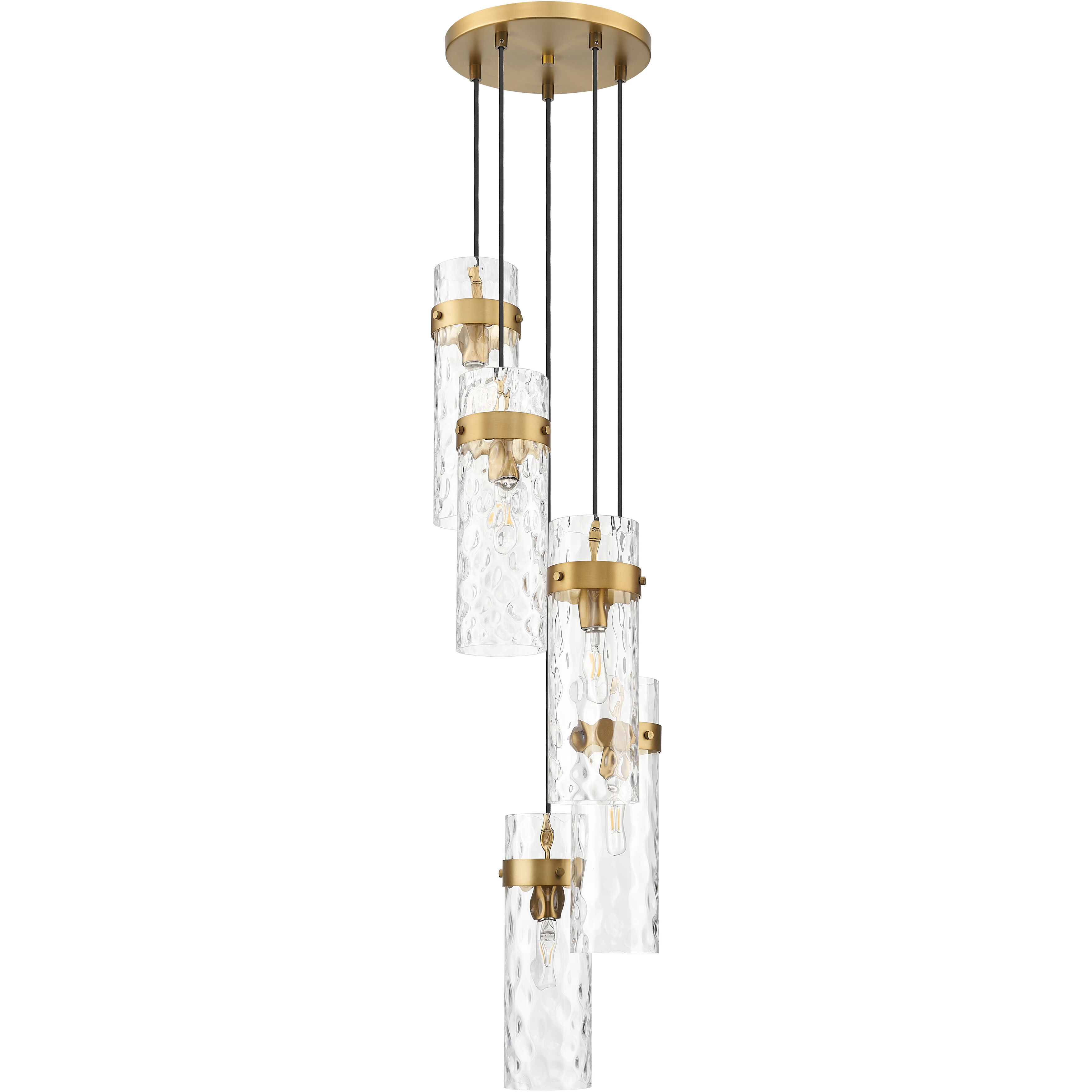 Fontaine 5 Light 14.5 inch Rubbed Brass Chandelier Ceiling Light