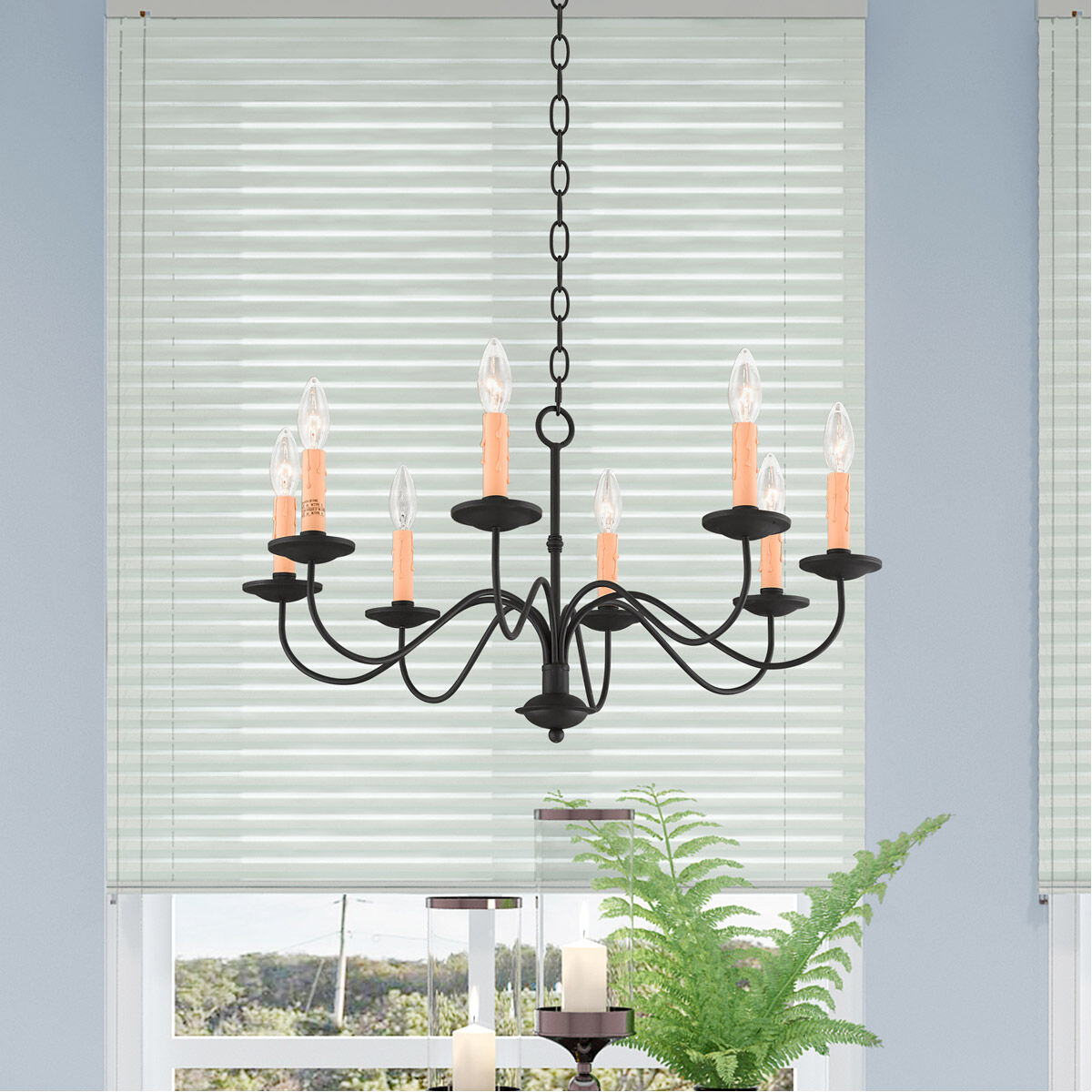 Heritage 8 Light 25 inch Black Chandelier Ceiling Light