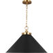 C&M by Chapman & Myers Wellfleet 1 Light 23.5 inch Midnight Black and Burnished Brass Pendant Ceiling Light in Midnight Black / Burnished Brass