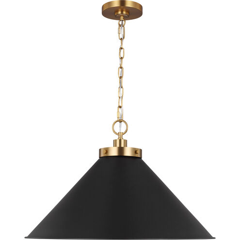 C&M by Chapman & Myers Wellfleet 1 Light 23.5 inch Midnight Black and Burnished Brass Pendant Ceiling Light in Midnight Black / Burnished Brass