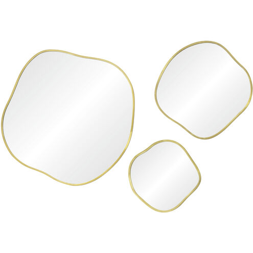 Nucleus 36 X 36 inch Clear and Satin Brass Wall Mirrors, Set of 3