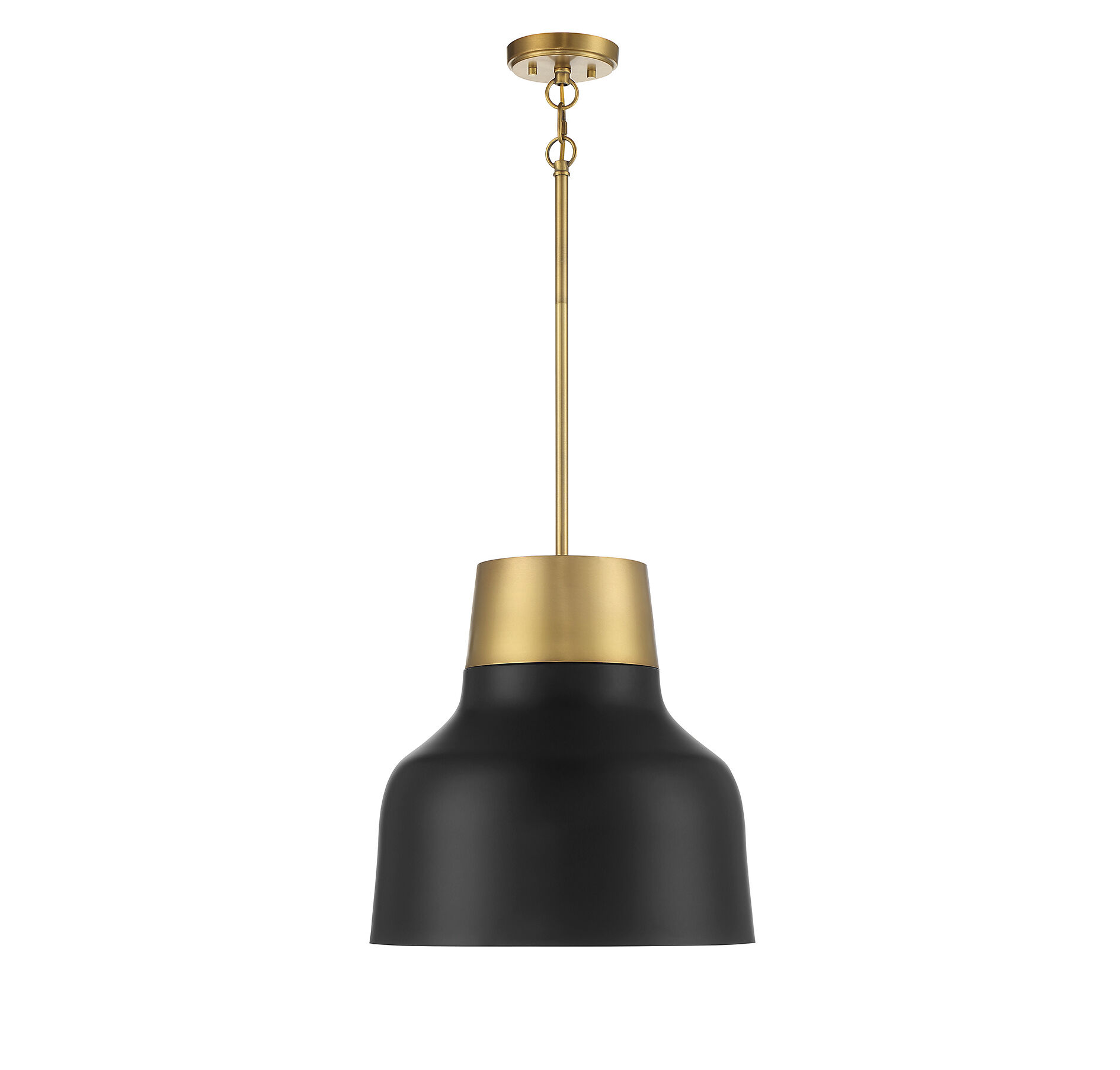 Vintage 1 Light 17 inch Matte Black with Natural Brass Pendant Ceiling Light