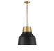 Vintage 1 Light 17 inch Matte Black with Natural Brass Pendant Ceiling Light