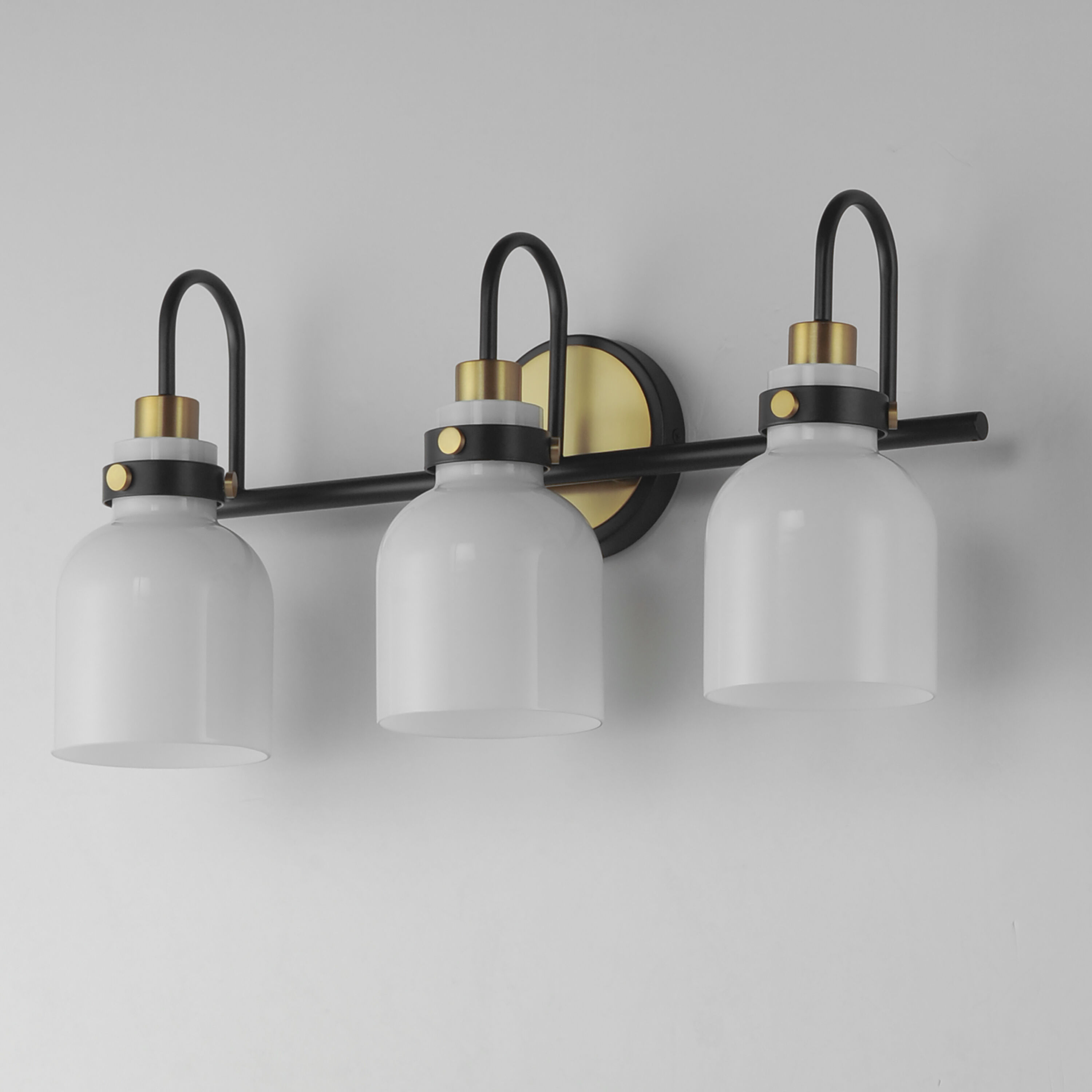 Milk 3 Light 22 inch Satin Brass Bath Vanity Light Wall Light in Black and Satin Brass
