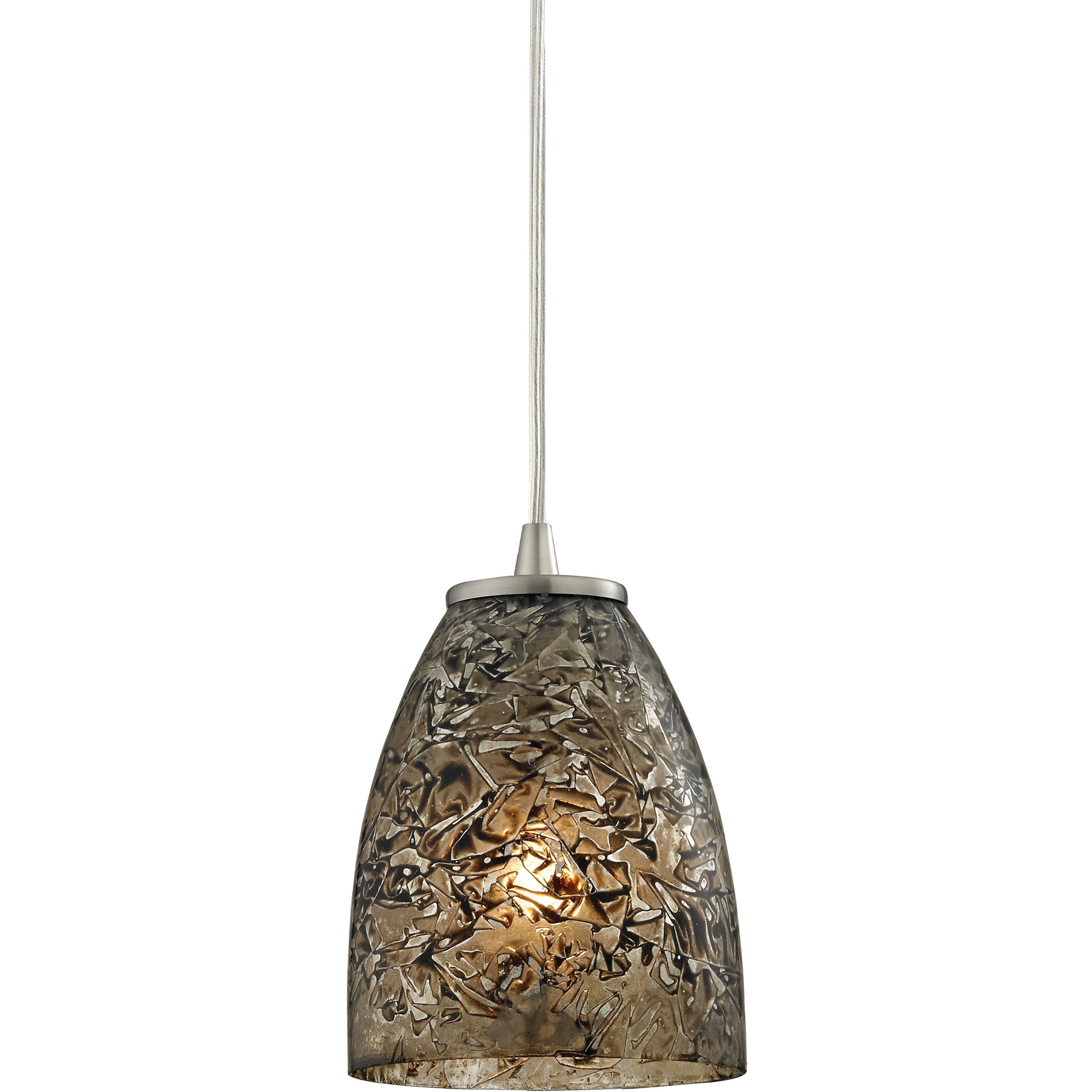 Fissure 1 Light 5 inch Smoke with Satin Nickel Mini Pendant Ceiling Light